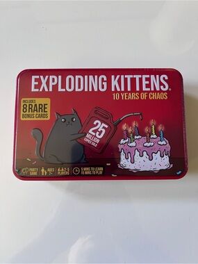 Exploding Kittens 10th Anniversary Card Game Tin - Brand New Sealed